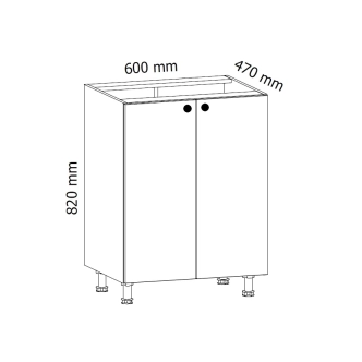 MISAEL dolní skříňka D60, korpus bílý, dvířka borovice andersen