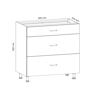 MISAEL dolní skříňka D80S3, korpus bílý, dvířka borovice andersen