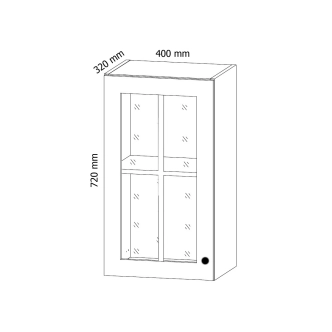 MISAEL horní vitrína G40S levá, korpus bílý, dvířka borovice andersen