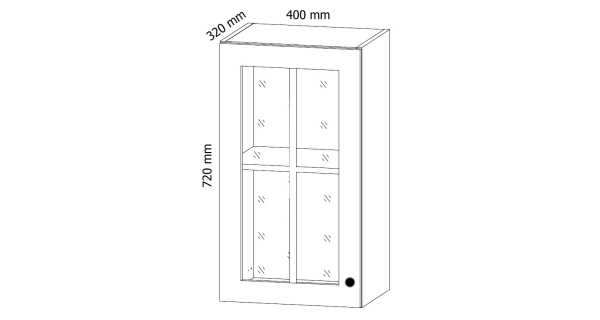 MISAEL horní vitrína G40S levá, korpus bílý, dvířka borovice andersen