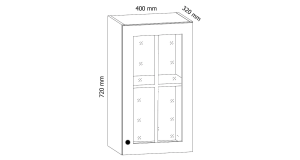 MISAEL horní vitrína G40S pravá, korpus bílý, dvířka borovice andersen