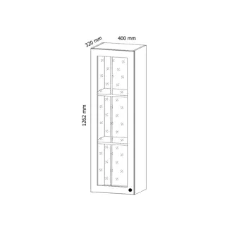 MISAEL horní vysoká vitrína 40S levá, korpus bílý, dvířka borovice andersen