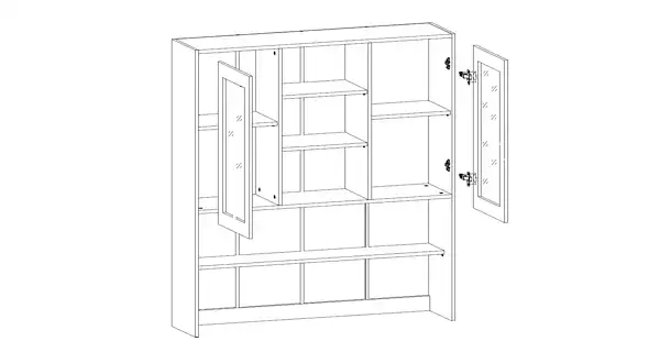 MISAEL horní vysoká vitrína K120, korpus bílý, dvířka borovice andersen