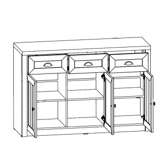 MISAEL komoda 3S, borovice andersen/dub lefkas