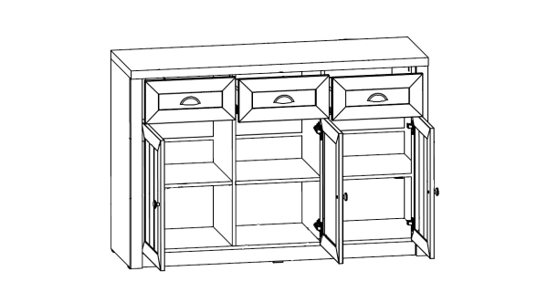 MISAEL komoda 3S, borovice andersen/dub lefkas