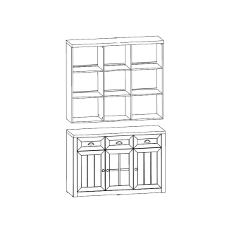 MISAEL nástavec na komodu, borovice andersen/dub lefkas