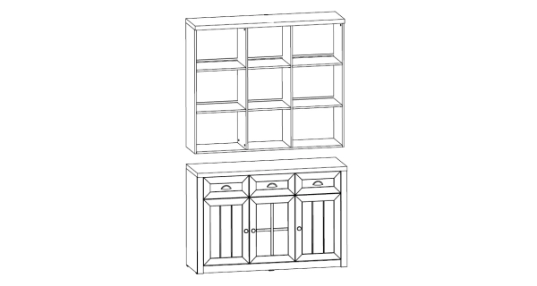 MISAEL nástavec na komodu, borovice andersen/dub lefkas