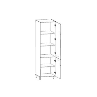 MISAEL vysoká skříňka D40SP pravá, korpus bílý, dvířka borovice andersen