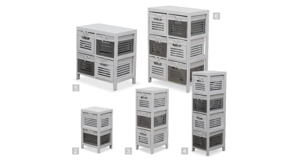 MOLE 4, komoda, bílá/bílá+šedá