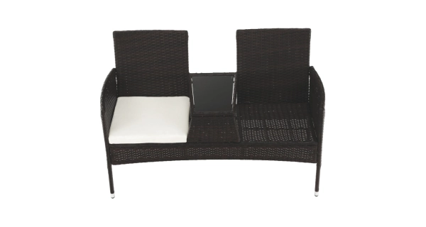 MONTEK, 2-sed se stolkem a polštáři, hnědá/krémová