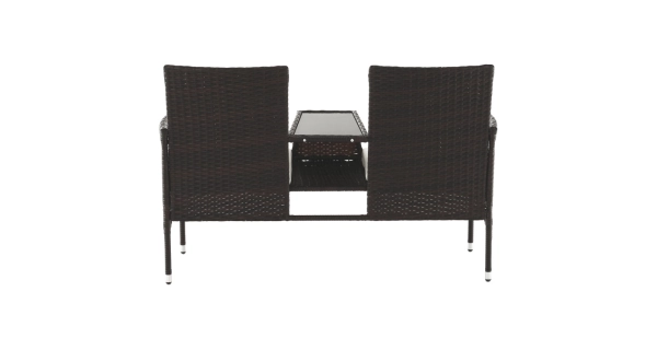 MONTEK, 2-sed se stolkem a polštáři, hnědá/krémová