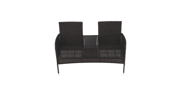 MONTEK, 2-sed se stolkem a polštáři, hnědá/krémová