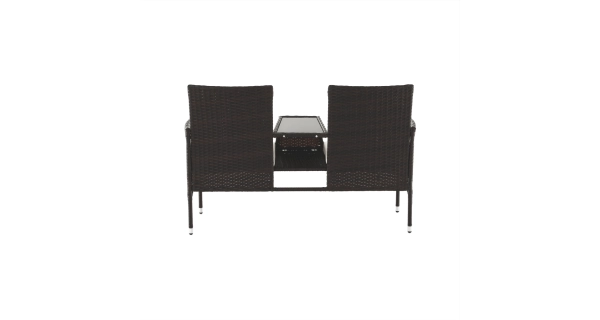 MONTEK, 2-sed se stolkem a polštáři, hnědá/krémová