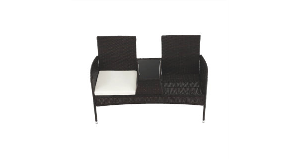 MONTEK, 2-sed se stolkem a polštáři, hnědá/krémová