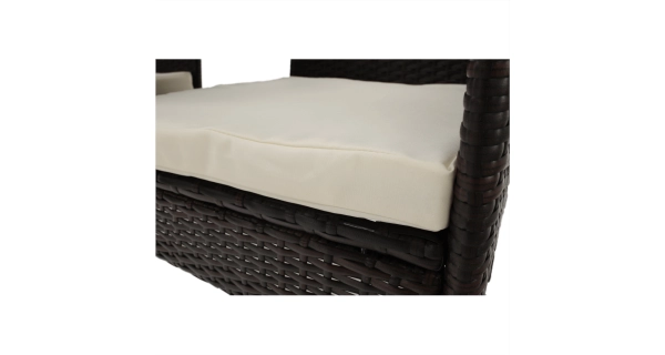 MONTEK, 2-sed se stolkem a polštáři, hnědá/krémová