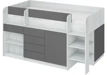 Multifunkční patrová postel ANSBERT, pravá, craft bílý/grafit