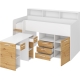 Multifunkční patrová postel DAGOBERT, levá, bílá/dub artisan, 5 let záruka