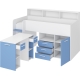 Multifunkční patrová postel DAGOBERT, levá, bílá/sv. modrá, 5 let záruka