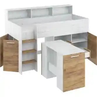 Multifunkční patrová postel DAGOBERT, levá, craft bílý/craft zlatý