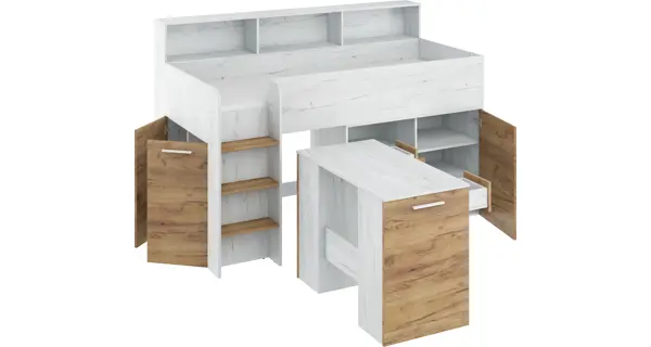 Multifunkční patrová postel DAGOBERT, levá, craft bílý/craft zlatý