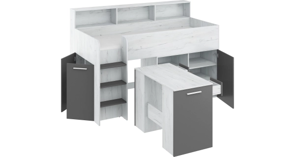 Multifunkční patrová postel DAGOBERT, levá, craft bílý/grafit