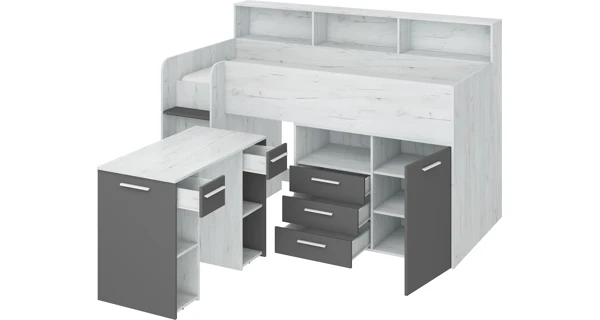 Multifunkční patrová postel DAGOBERT, levá, craft bílý/grafit