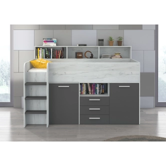 Multifunkční patrová postel DAGOBERT, levá, craft bílý/grafit