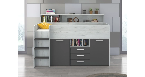 Multifunkční patrová postel DAGOBERT, levá, craft bílý/grafit