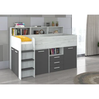 Multifunkční patrová postel DAGOBERT, levá, craft bílý/grafit