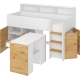 Multifunkční patrová postel DAGOBERT, pravá, bílá/dub artisan, 5 let záruka