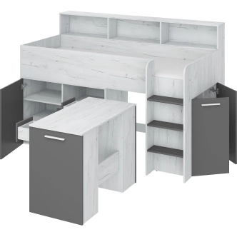 Multifunkční patrová postel DAGOBERT, pravá, craft bílý/grafit, 5 let záruka