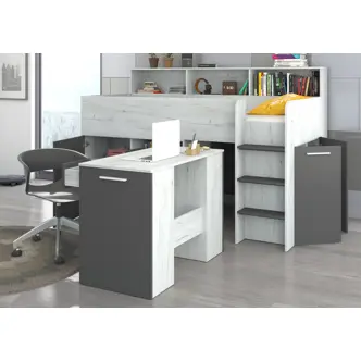 Multifunkční patrová postel DAGOBERT, pravá, craft bílý/grafit