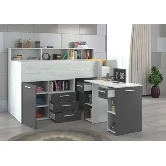 Multifunkční patrová postel DAGOBERT, pravá, craft bílý/grafit