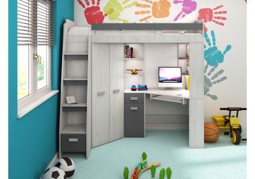 Multifunkční postel LENY levá, craft bílý/grafit