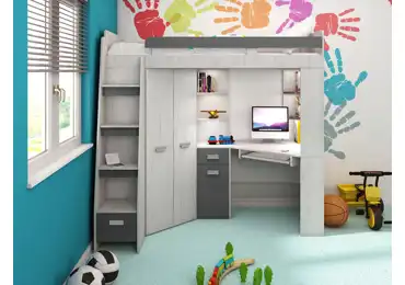 Multifunkční postel LENY levá, craft bílý/grafit