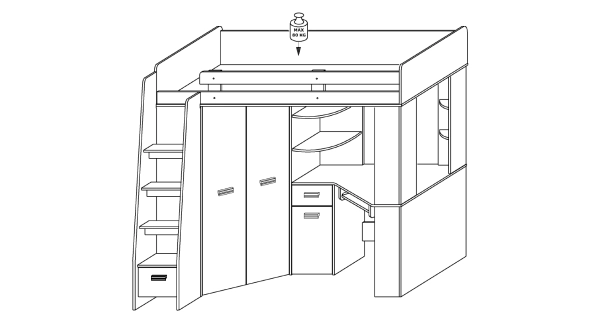 Multifunkční postel LENY levá, dub artisan/bílá, 5 let záruka