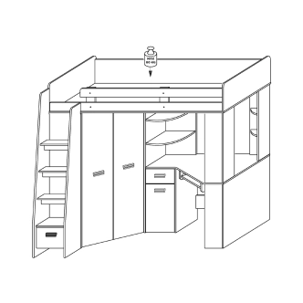 Multifunkční postel LENY levá, dub sonoma/bílá, 5 let záruka