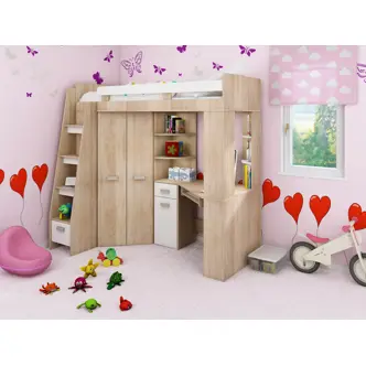 Multifunkční postel LENY levá, dub sonoma/bílá