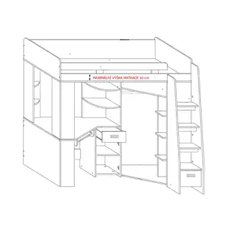 Multifunkční postel LENY pravá, dub sonoma/bílá