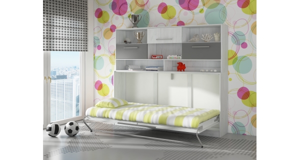 Multifunkční postel s nástavcem CEDUNA, craft bílý/grafit, 5 let záruka