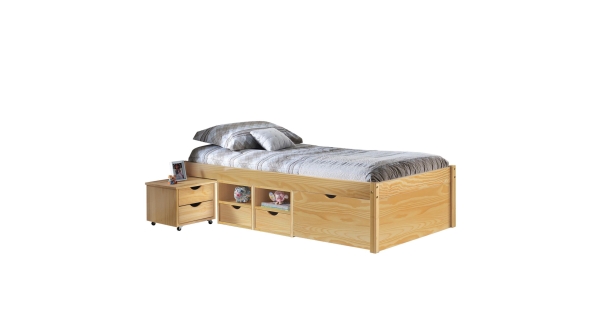 Multifunkční postel SAGAR 90x200 cm včetně roštu, masiv borovice