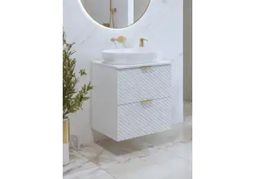 NALLON koupelnová skříňka 2S 60 cm pod umyvadlo, bílá/bílé pyramidky