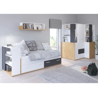 Nástavba k posteli LEPON 30, dub artisan/bílá/grafit, 5 let záruka