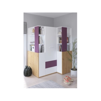 Nástavba skříně k posteli LEPON 33, dub artisan/bílá/fialová, 5 let záruka