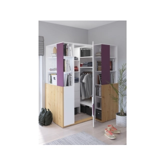 Nástavba skříně k posteli LEPON 33, dub artisan/bílá/fialová, 5 let záruka