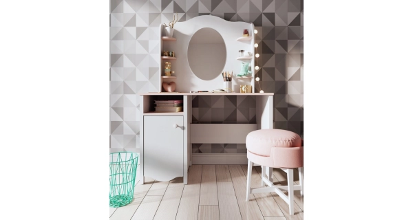 Nástavec se zrcadlem CHAUL, bílý/růžový