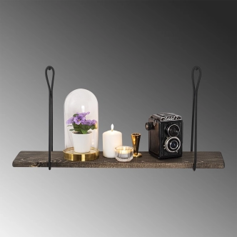 Nástěnná police AFRODITA, černá/tmavý ořech