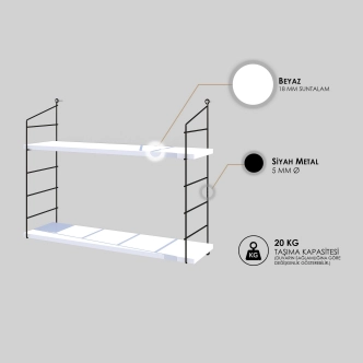 Nástěnná police AIDA 2, bílá
