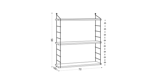 Nástěnná police AIDA 3, vlašský ořech