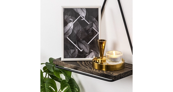 Nástěnná police ALEBANO, černá/tmavý ořech